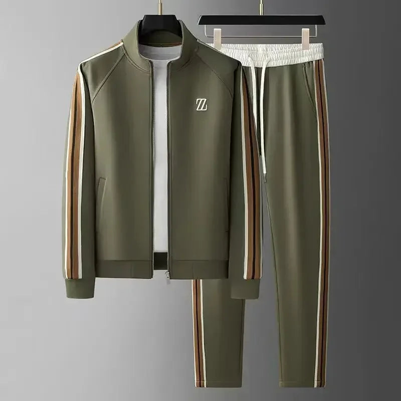 Ladies Jogging Suit with Leather Details and Adjustable Drawstring Pants