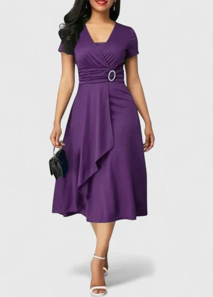 Elegant Zhyrelle™ midi dress by Emma & Rose Cape Town, featuring a flowing design and sophisticated silhouette.