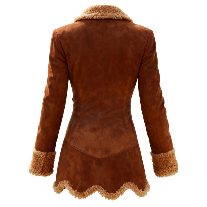 Women's Suede Jacket with Fur Collar Georgiana, view 6 - Elena Harper