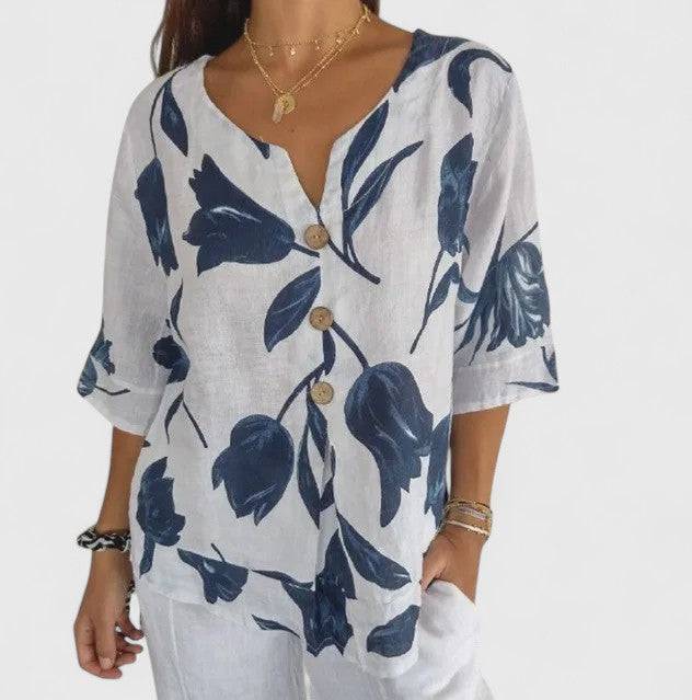Isabel™  |  Elegant Floral Print Blouse