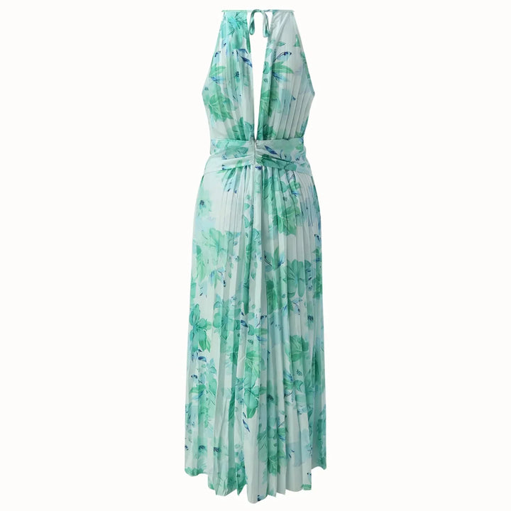 Women's Boho Floral Halterneck Summer Maxi Dress