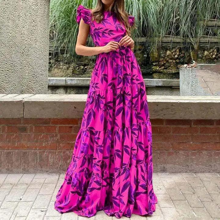 Valerie Elegant Maxi-Dress with Tropical Print for Summer, view 3 - Elena Harper
