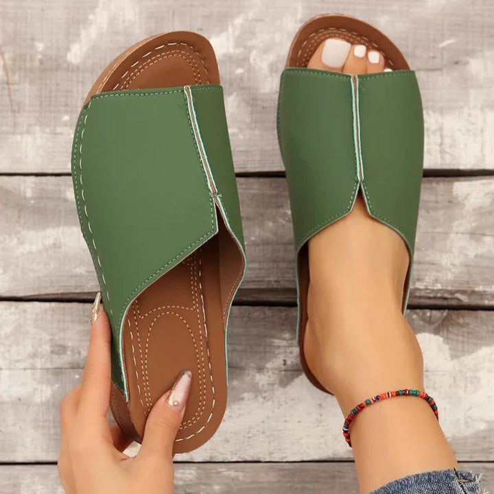 Elizabeth Wedge Heeled Slides, view 6 - Elena Harper