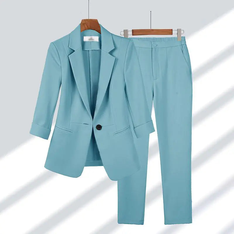Women's Elegant Two-Piece Suit with Jacket & Trousers