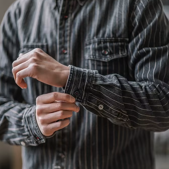 Striped Long Sleeve Shirt for Men - Elena Harper