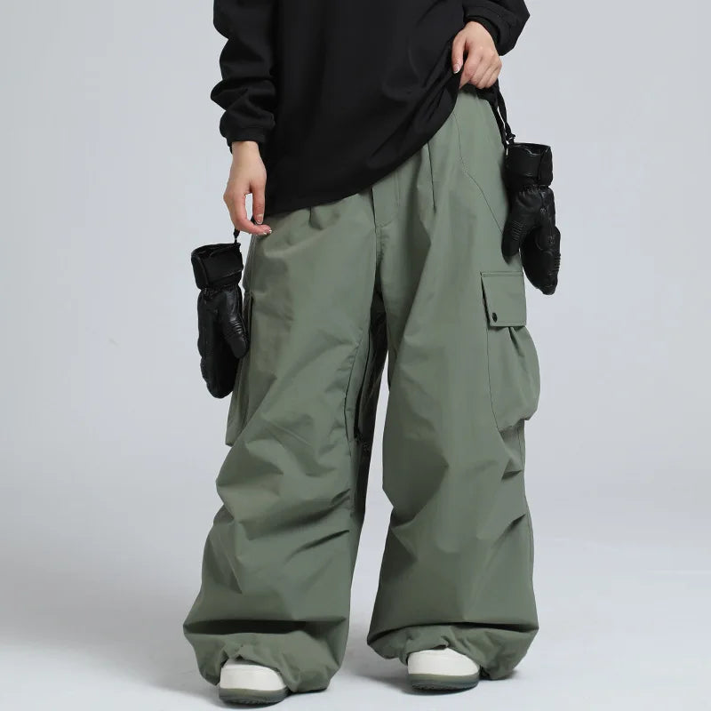 Unisex Loose Ski Pants Breathable Snowboard Pants with Zipper and Insulation, view 2 - Elena Harper