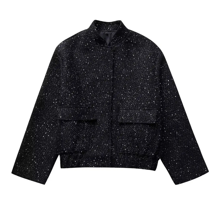 Women's Metallic Mid-Season Jacket Elegant Tailored Fit, view 6 - Elena Harper
