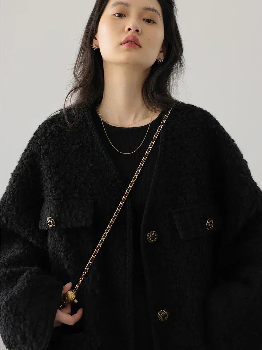Gemma Textured Elegance Coat - Elena Harper