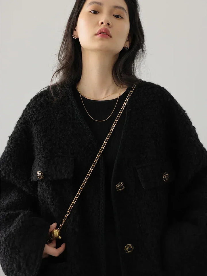 Gemma Textured Elegance Coat - Elena Harper