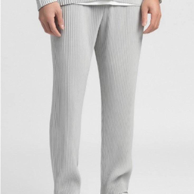 Emma & Rose Manhattan Hamish Pisa Ribbed Cotton Pantalon, front view showing ribbed fabric and tailored fit.