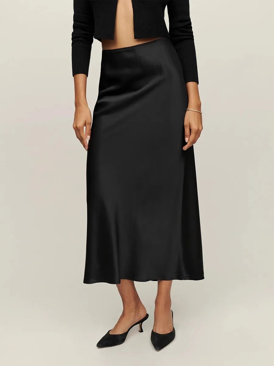 Amber | Bias Cut Slip Midi Skirt