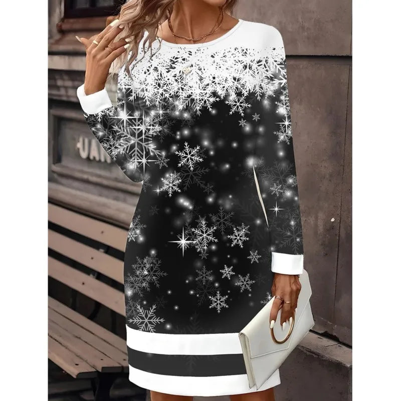 Carolin | Women's Christmas Sweater Dress with Snowman Print