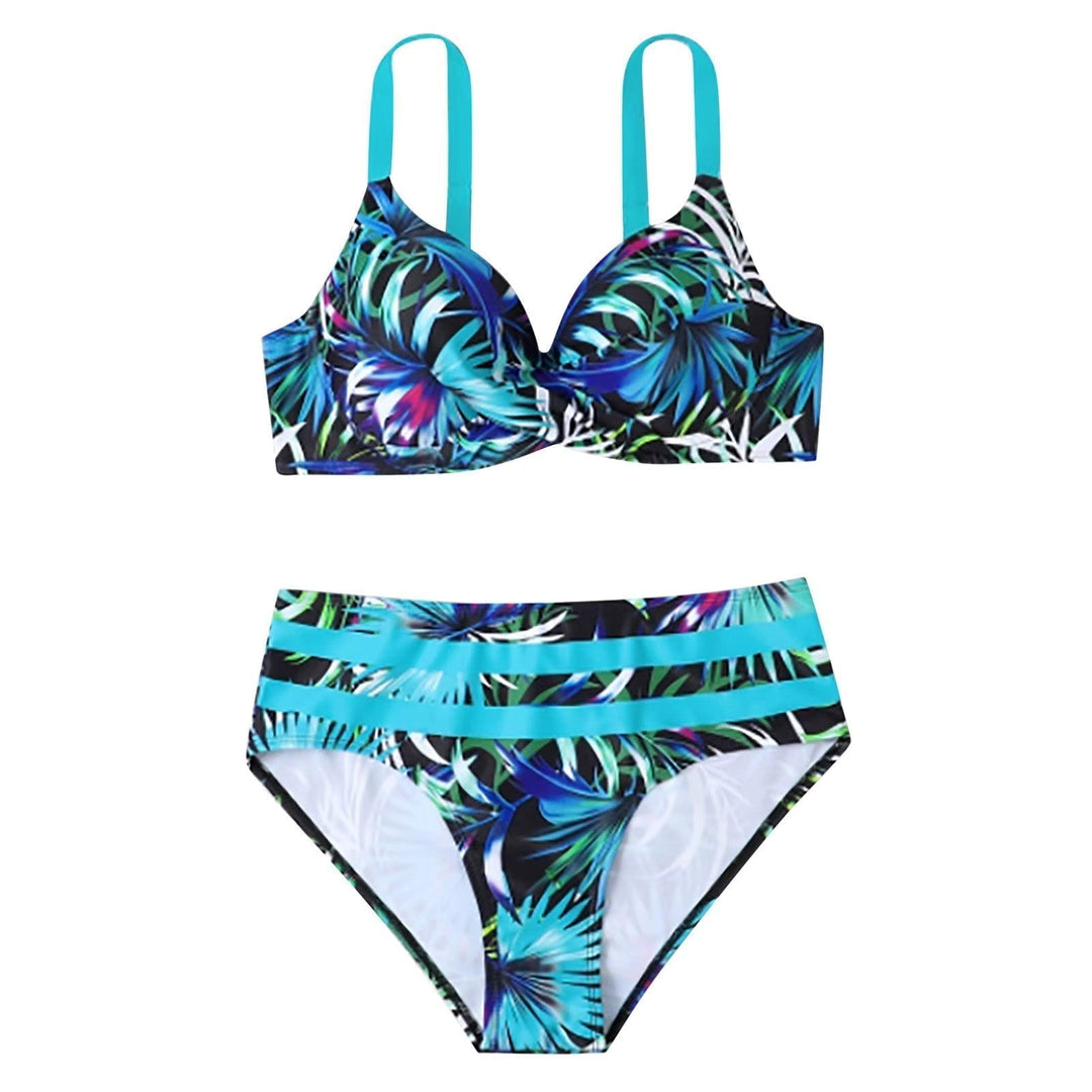 Ana | High-waisted bikini with straps and tropical print