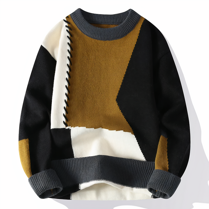 Patchwork Men's Sweater Jasper, view 5 - Elena Harper