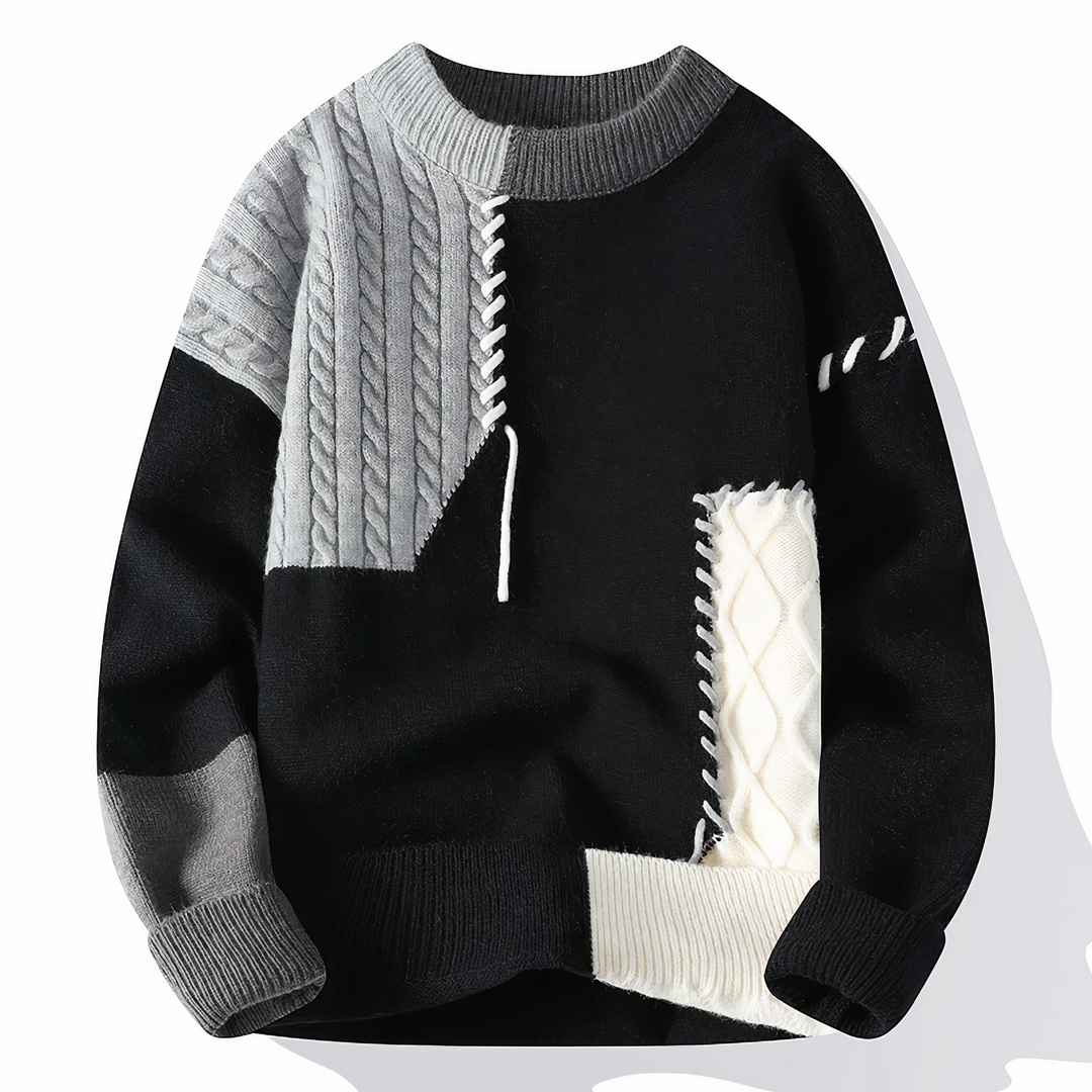 Patchwork Men's Sweater Jasper, view 4 - Elena Harper