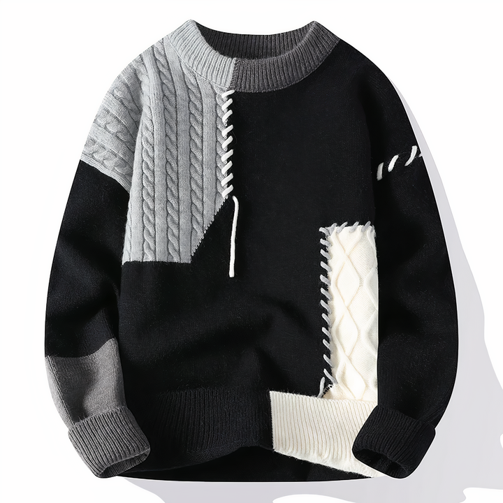Patchwork Men's Sweater Jasper, view 4 - Elena Harper