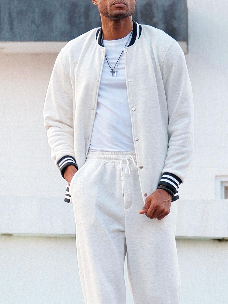 Men's Slim Fit Set – Jacket and Pants with Zipper, Suitable for Casual and Work Use