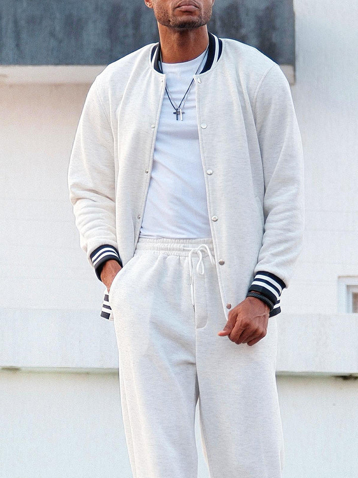 Men's Slim Fit Set – Jacket and Pants with Zipper, Suitable for Casual and Work Use