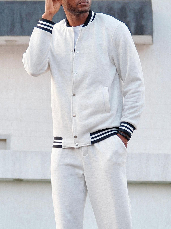 Men's Slim Fit Set – Jacket and Pants with Zipper, Suitable for Casual and Work Use
