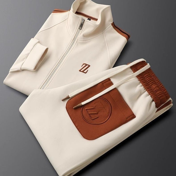 Ladies Jogging Suit with Leather Details and Adjustable Drawstring Pants