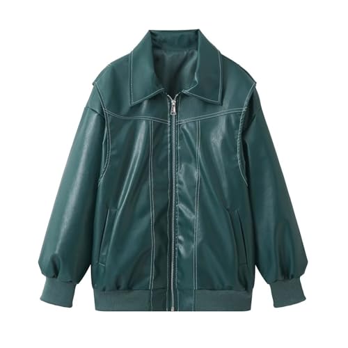 Women's Oversized Faux Leather Biker Style Jacket