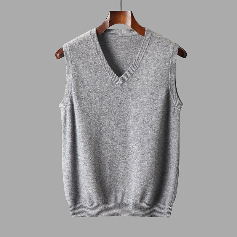 Men's Merino Wool Blend V-Neck Gilet