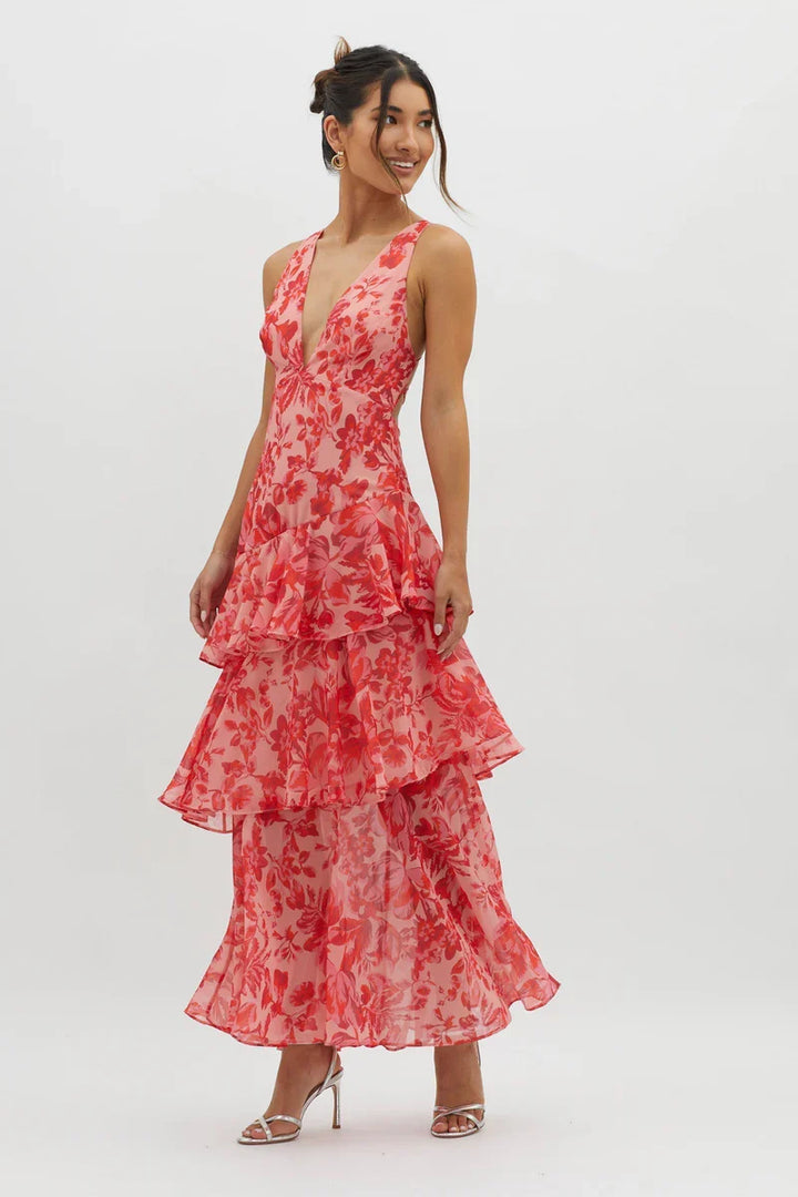 Lisa™  |  Elegant Floral Midi Dress