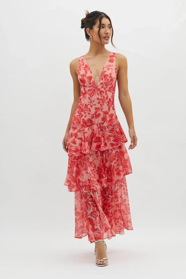 Lisa™  |  Elegant Floral Midi Dress