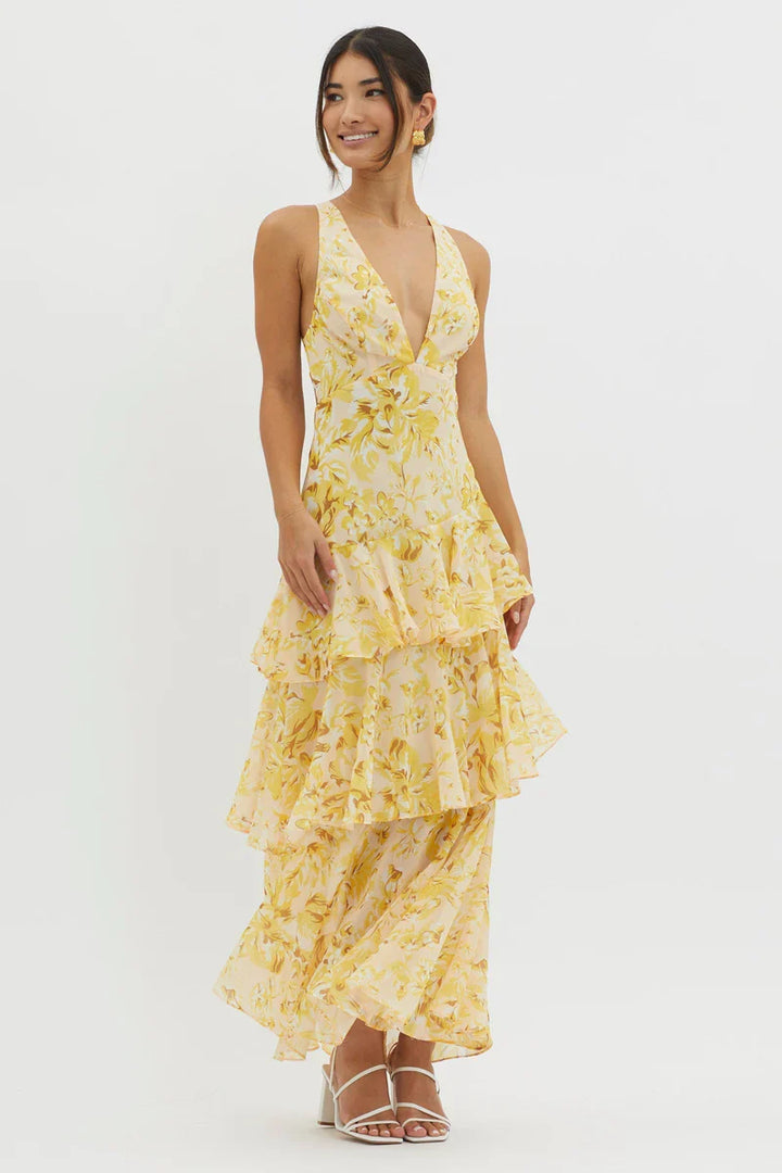 Lisa™  |  Elegant Floral Midi Dress