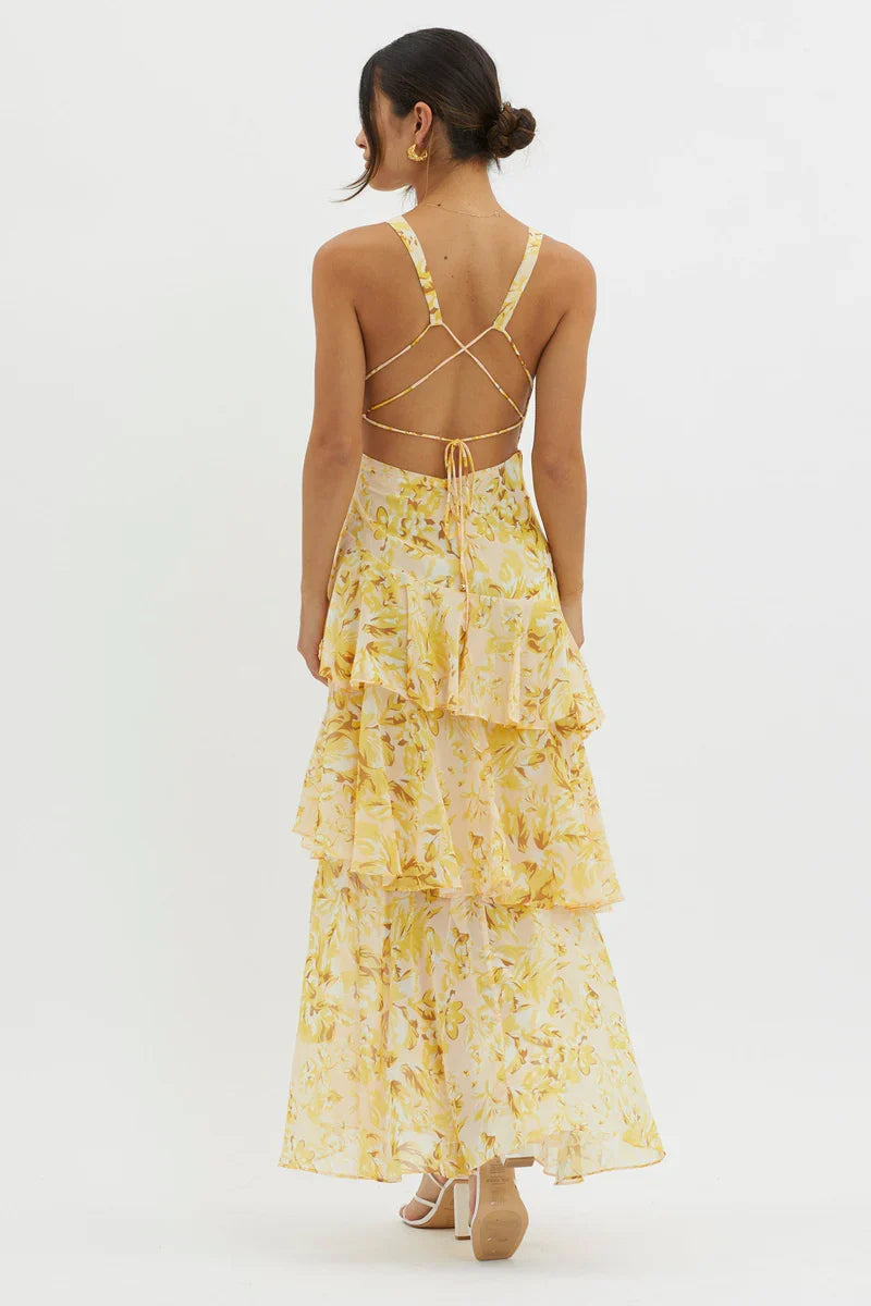 Lisa™  |  Elegant Floral Midi Dress