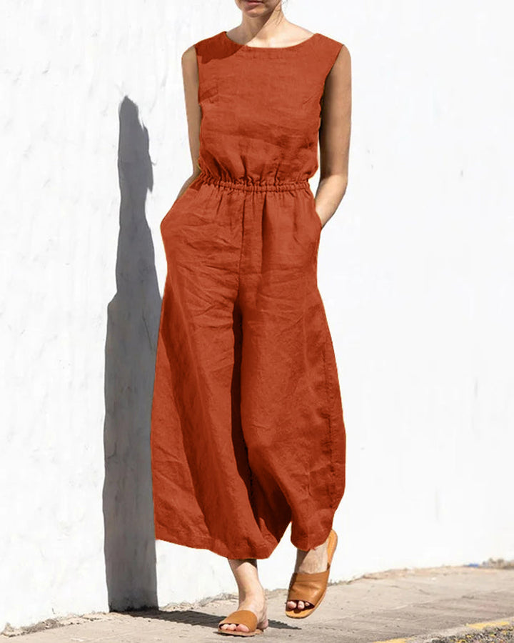 Sleeveless Jumpsuit with Wide Legs Aurelia, view 3 - Elena Harper