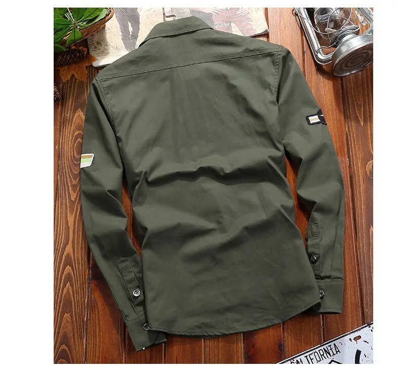 Men's Long Sleeve Button-Up Ranger Shirt with Chest Pockets – Classic Utility Style