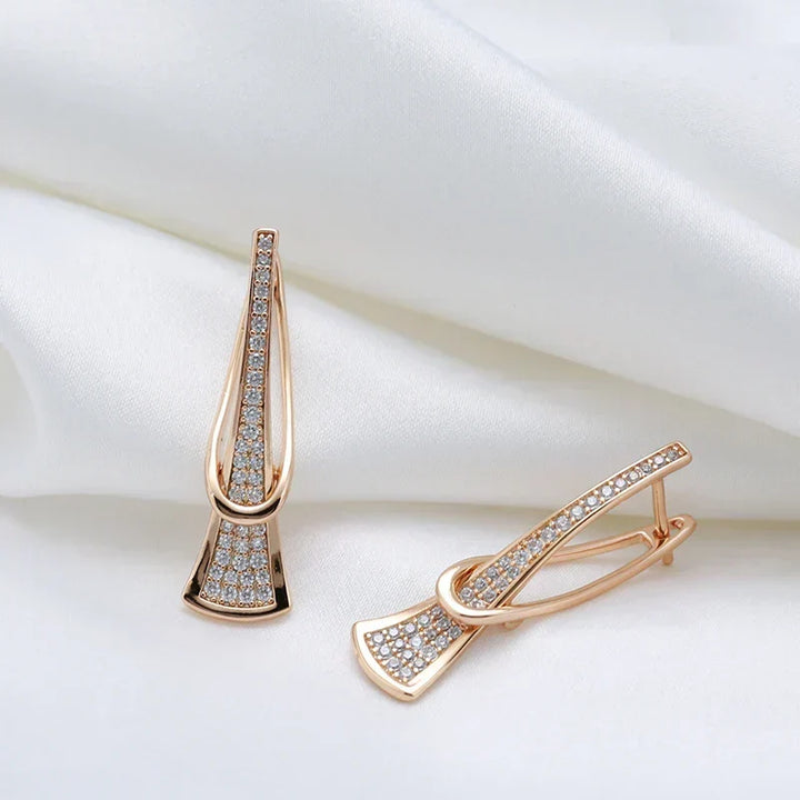 Radiant Layers Crystal Earrings Gold, view 6 - Elena Harper