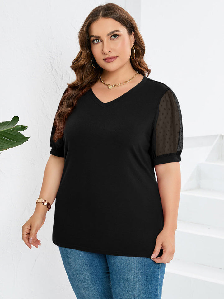 Rema – Sheer Sleeve V-Neck Top