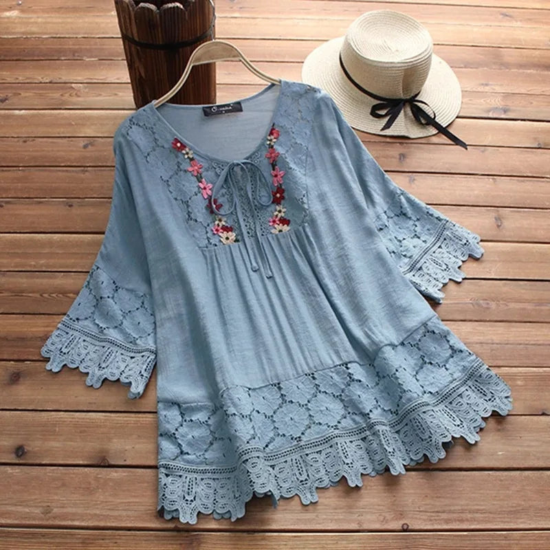 Lavinella Elegant Lace Blouse, view 2 - Elena Harper