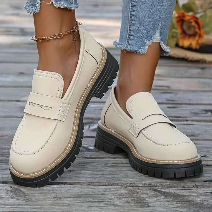 Ladies' Suede Loafers with Platform Sole