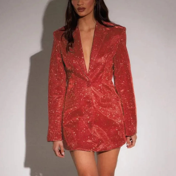 Gia Sparkling Blazer Dress, view 5 - Elena Harper