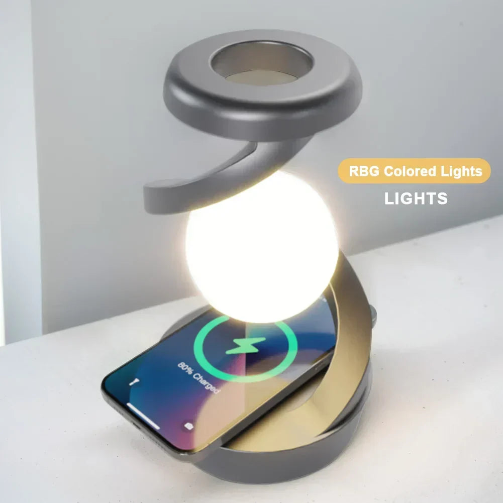 OrbitGlow™ – Drahtloses Handy-Ladegerät & schwebende LED-Lampe