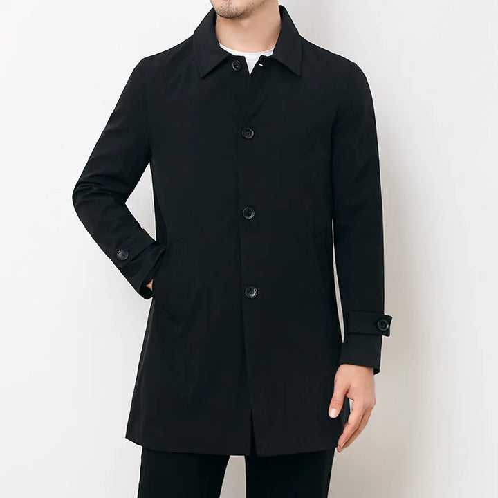 Trench Coat | Mid Length Button Front with Smart Fit
