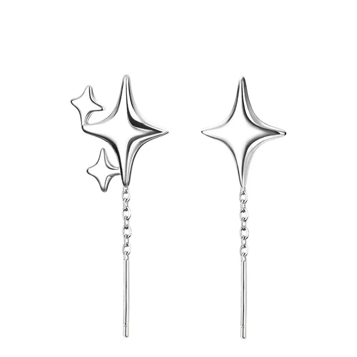 Sterling Silver Star Chain Earrings