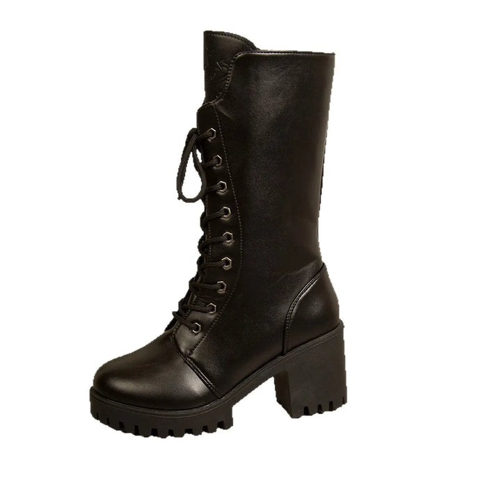 Women's Platform Mid-Calf Leather Boots – Corvelle