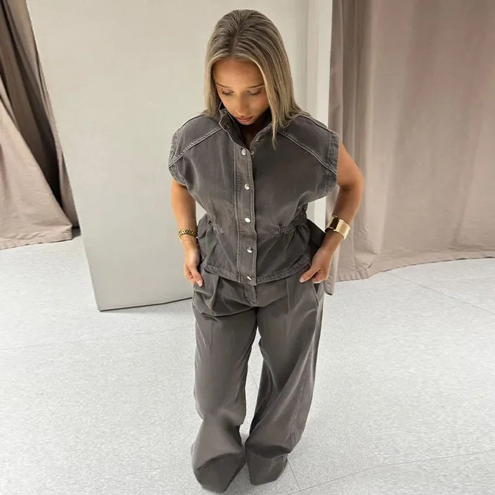 Lauretta Elegant Denim Vest Set - Elena Harper