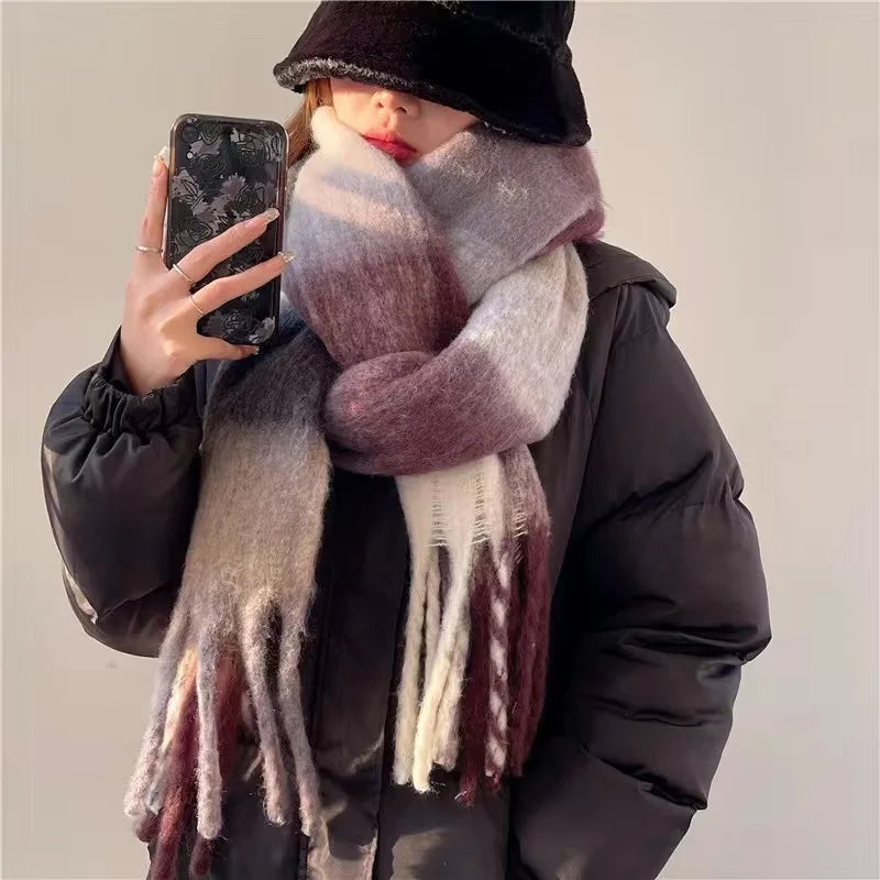 Scarvello Thick Warm Colored Wool Scarf, view 9 - Elena Harper
