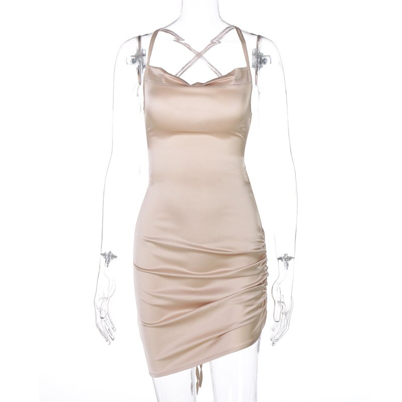 Satin Mini Dress, view 2 - Elena Harper