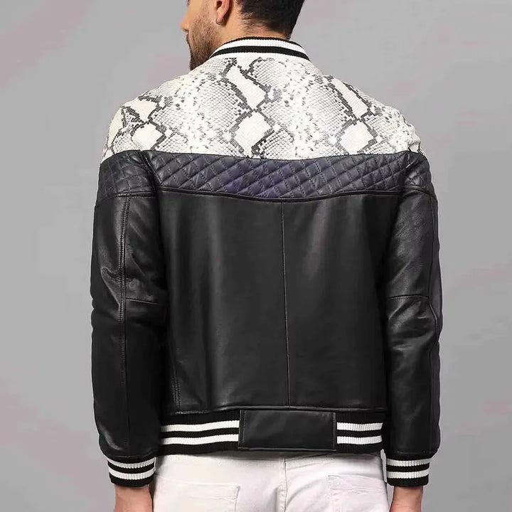 Men's Slim Fit Stand Collar Bomber Jacket Stylish Winter Outerwear, view 5 - Elena Harper