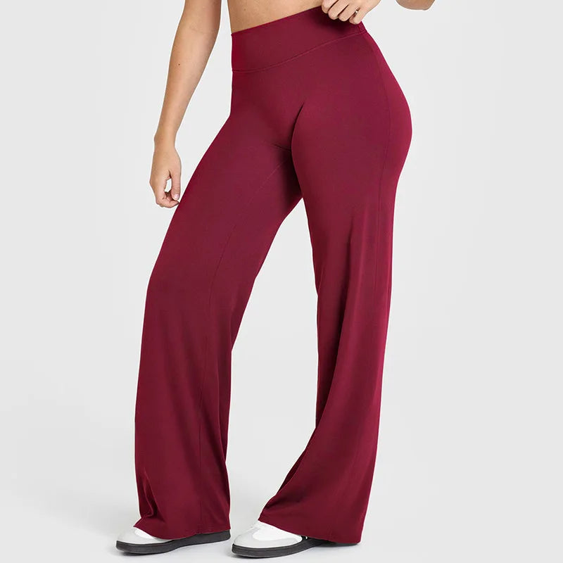 High-waisted wide-leg fluid yoga pants for women
