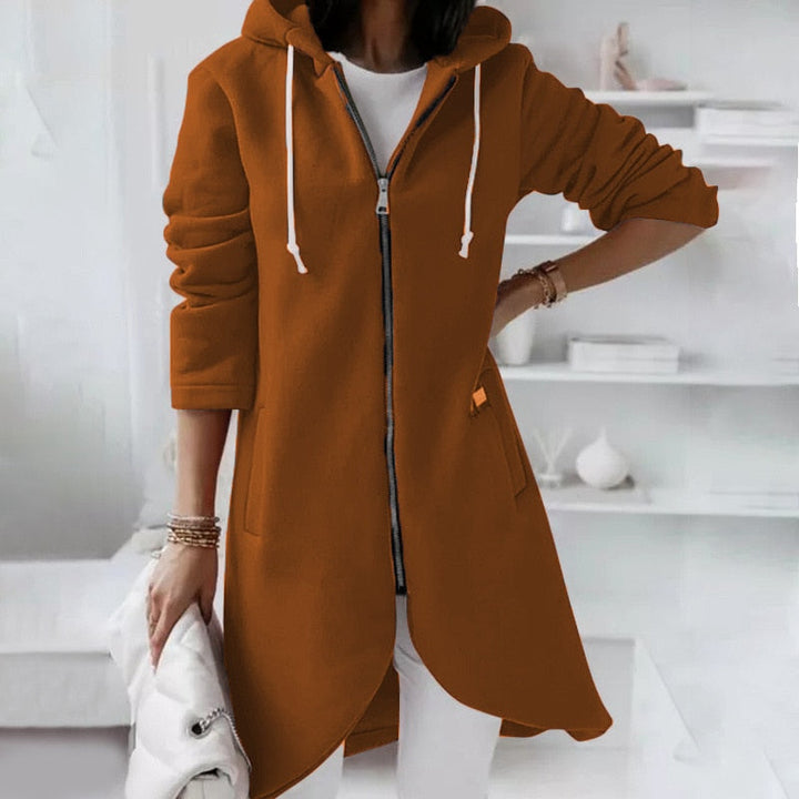 Mid-Length Jacket with Hood, view 4 - Elena Harper