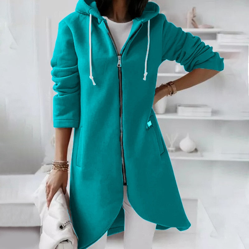 Mid-Length Jacket with Hood, view 3 - Elena Harper
