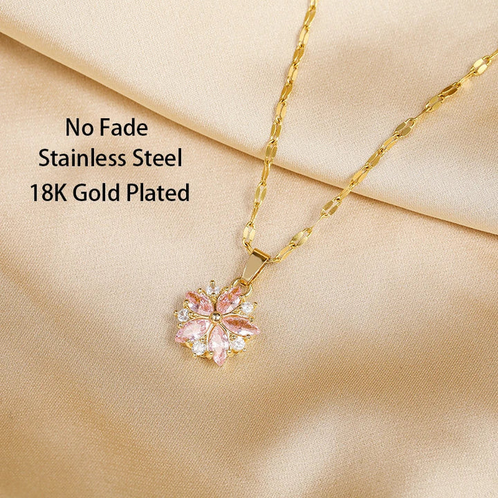 Sandra Elegant Sakura Rose Necklace, view 2 - Elena Harper