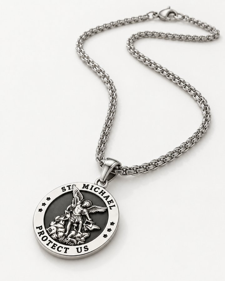 Saint Michael Archangel Medallion Necklace For Men